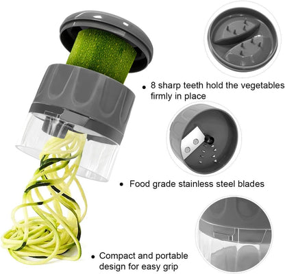 3 in 1 Vegetable Spiralizer Slicer, Adjustable Zucchini Carrot Noodle Maker, Cucumber Spiral Cutter, Easy to Use Kitchen Tool（White）