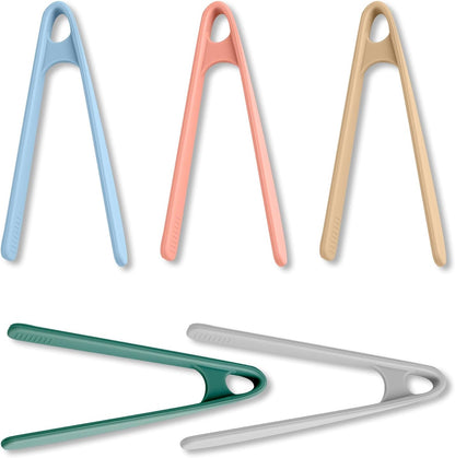 5 Pcs Silicone Mini Tongs Set, 5.5 Inch Small Kitchen Tongs in 5 Colors, Multipurpose Silicone Tongs for Food Serving, Cooking, Baking & Kitchen Tasks, Heat - Resistant Non - Stick Utensils