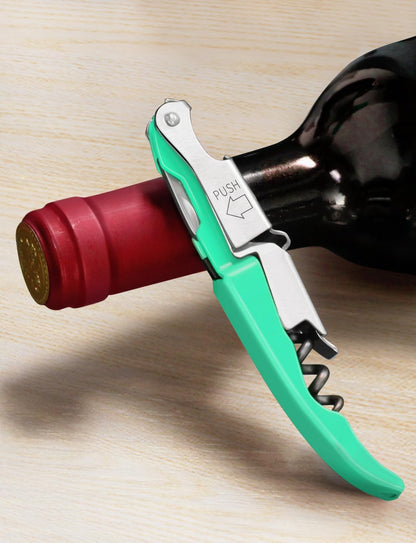 CORKAS Wine Key - Professional Handcrafted Heavy Duty Waiter Corkscrew, Compact Wine Opener with Double Hinged, Foil Cutter and Bottle Opener, Gifts for Servers, Sommelier, Bartenders - Red