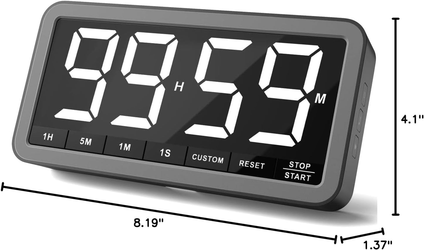 VOCOO Digital Kitchen Timer with 7.8” Extra Large Display, Magnetic LED, with 3 Brightness, 4 Alarms and 3 Volume Levels, Battery Powered Countdown Count Up Timer for Cooking, Classroom, Home Gym