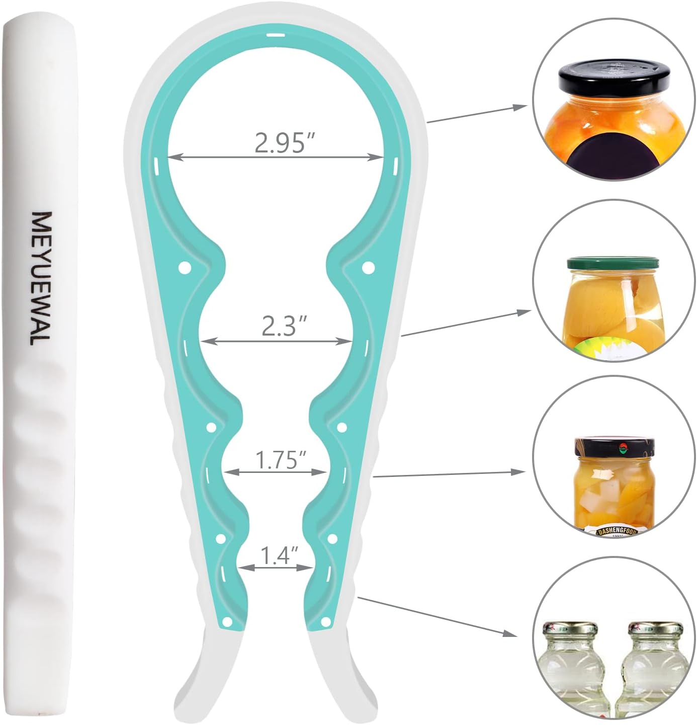 Jar Opener, 5 in 1 Multi Function Can Opener Bottle Opener Kit with Silicone Handle Easy to Use for Children, Elderly and Arthritis Sufferers (Apple Red）