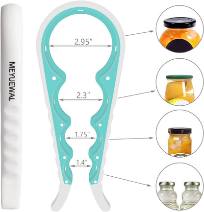 Jar Opener, 5 in 1 Multi Function Can Opener Bottle Opener Kit with Silicone Handle Easy to Use for Children, Elderly and Arthritis Sufferers (Apple Red）
