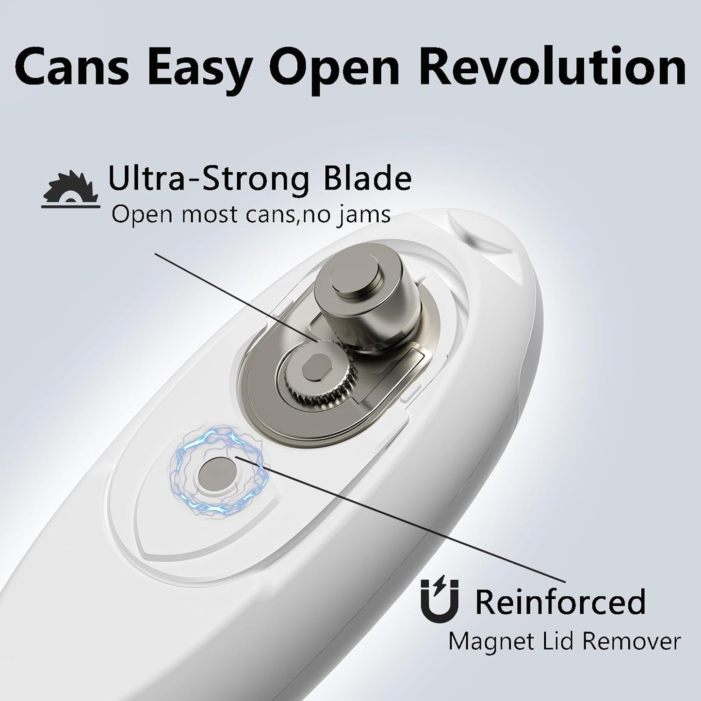 Automatic Electric Can Opener for Seniors for Kitchen:Anyone can Hands Free,One Touch Opener,Durable Blades,Rechargeable, Smooth Edge, Lightweight Small Size, Black (White)