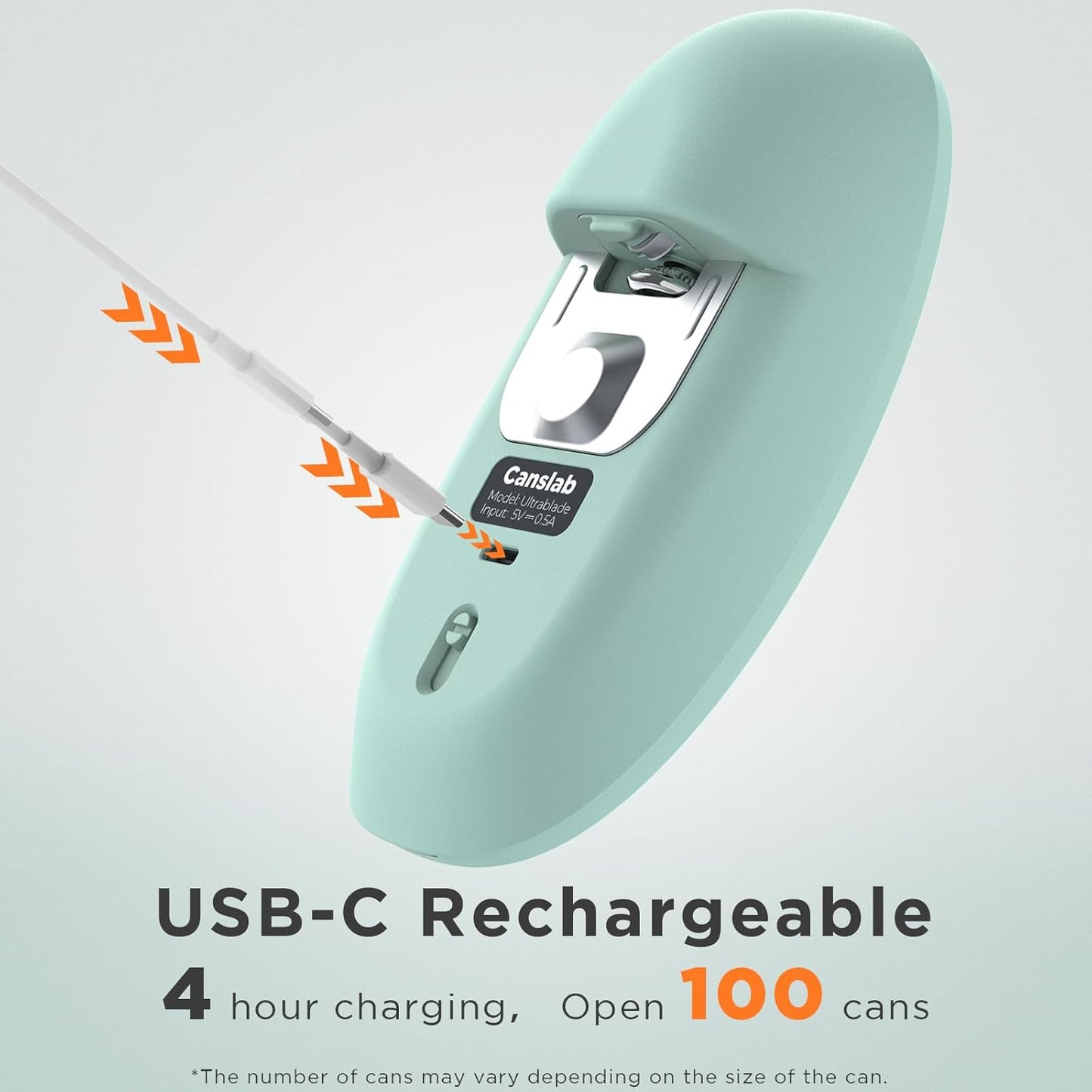 Canslab Ultrablde SE - USB Rechargeable Electric Can Opener for Kitchen for Seniors with Arthritis- Cordless Battery Powered Automatic, Side Cut, Smooth Edge, Handsfree, for Small or Large Cans, Grey