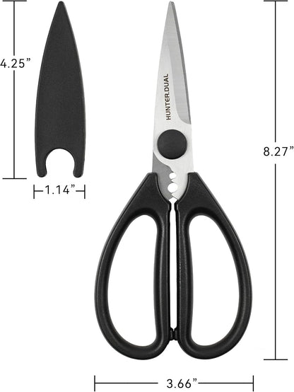 Kitchen Scissors for Food, HUNTER.DUAL Heavy Duty Come Apart Poultry Shears for Cooking, All Purpose for Cutting Chicken, Meat, Fish & Vegetables (Black, 8.26 Inch)