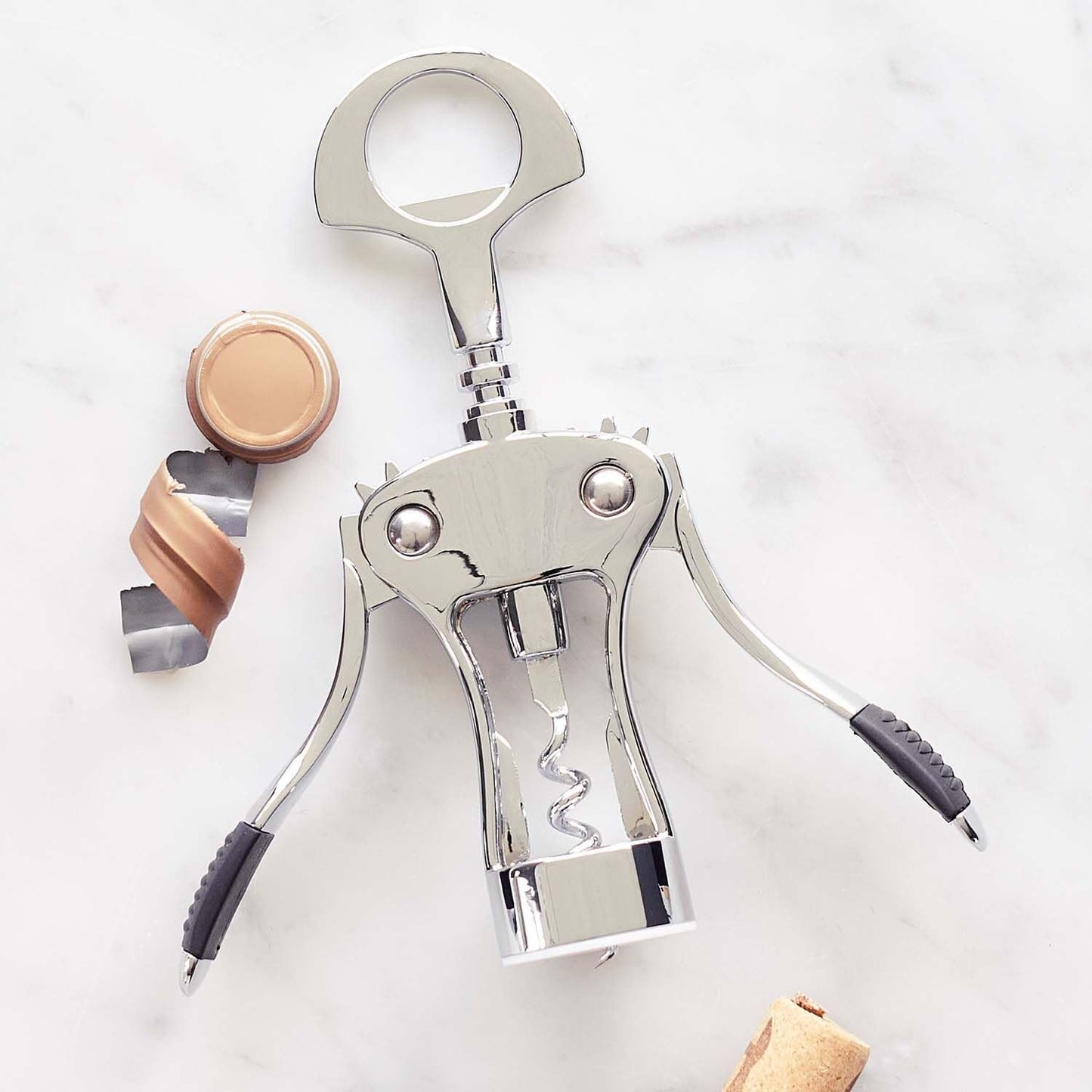 Sur La Table Winged Corkscrew, Double-Lever Wing Corkscrew for Effortless Cork Removal from Any Bottle