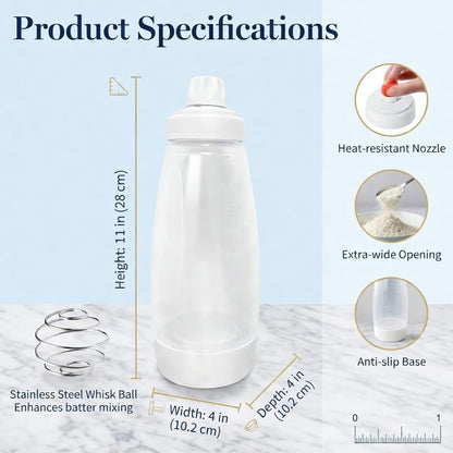 Batter Dispenser Bottle, 2 Pack, Measuring Pancake Batter Container for Baking