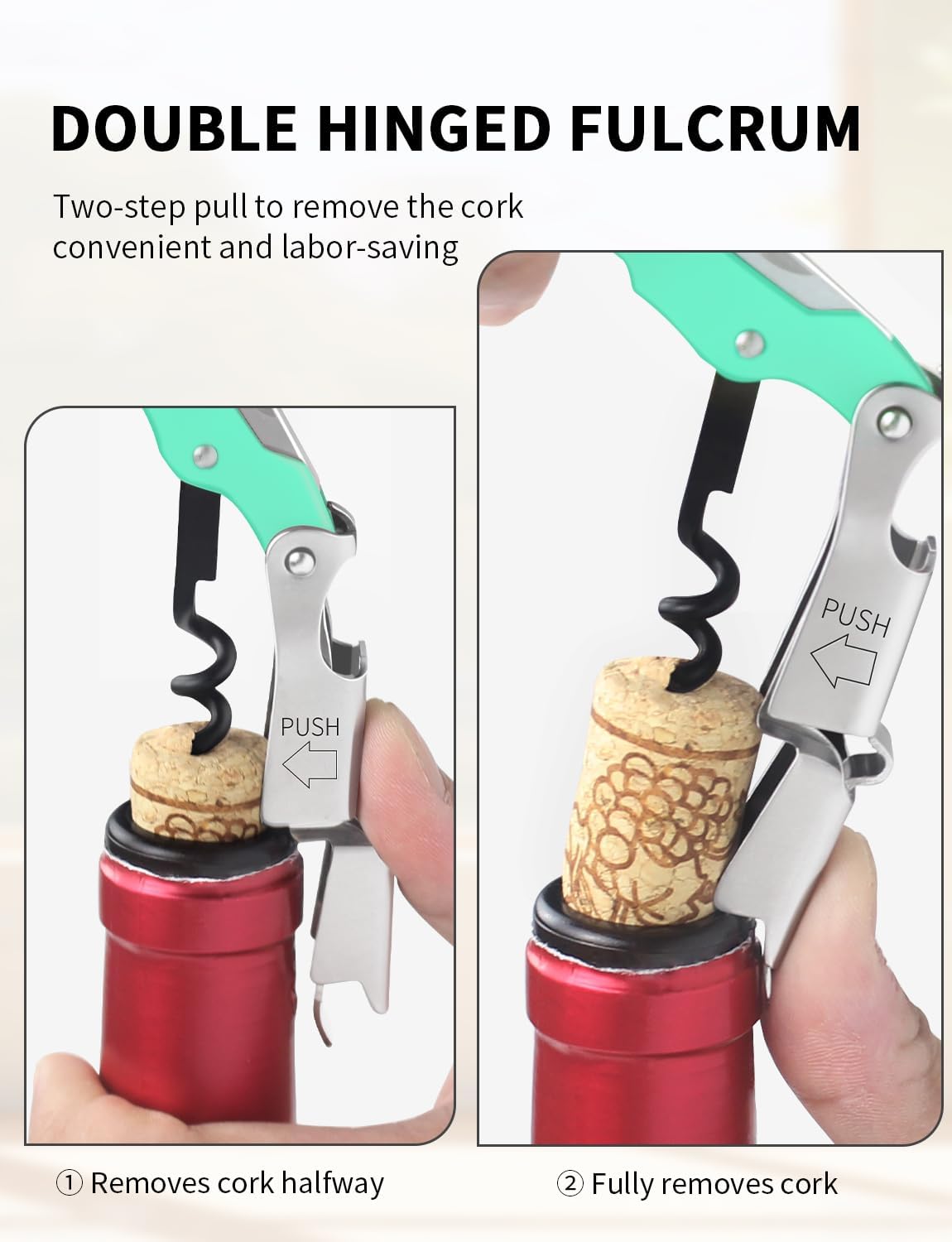 CORKAS Wine Key - Professional Handcrafted Heavy Duty Waiter Corkscrew, Compact Wine Opener with Double Hinged, Foil Cutter and Bottle Opener, Gifts for Servers, Sommelier, Bartenders - Red