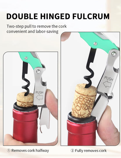 CORKAS Wine Key - Professional Handcrafted Heavy Duty Waiter Corkscrew, Compact Wine Opener with Double Hinged, Foil Cutter and Bottle Opener, Gifts for Servers, Sommelier, Bartenders - Red