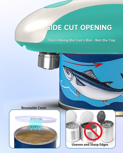 CIRCLE JOY Electric Can Opener, One-Touch Automatic Can Opening with Smooth Edges, Food Safety Handheld Battery-Operated Can Opener for Kitchen and Seniors, Black