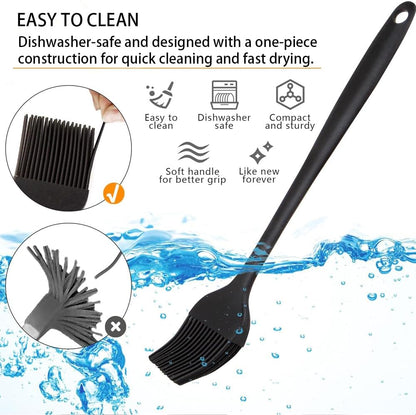 Silicone Basting Pastry Brushes Set, 2 Pcs Heat Resistant Kitchen Cooking Baking Brush for Oil Butter Sauce BBQ Grill, BPA Free, Dishwasher Safe, 8&10 inch