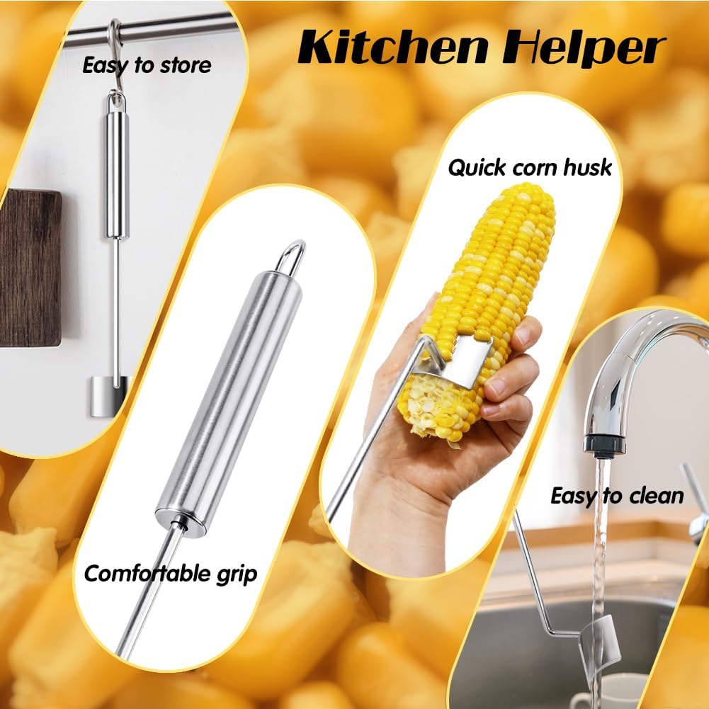 2PCS Stainless Steel Corn Cob Peeler,Professional Corn Cutter Tool to Remove Kernels from Corn on the Cob,Durable & Easy-to-Use Kitchen Gadget for Raw/Cooked Corn