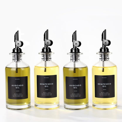 Molimoli - Premium Olive Oil Dispenser Bottles for Kitchen with Pourer - Oil and Vinegar Dispenser Set, Glass Dispenser for Kitchen, Dispenser Bottle of 350ml - Set of 2