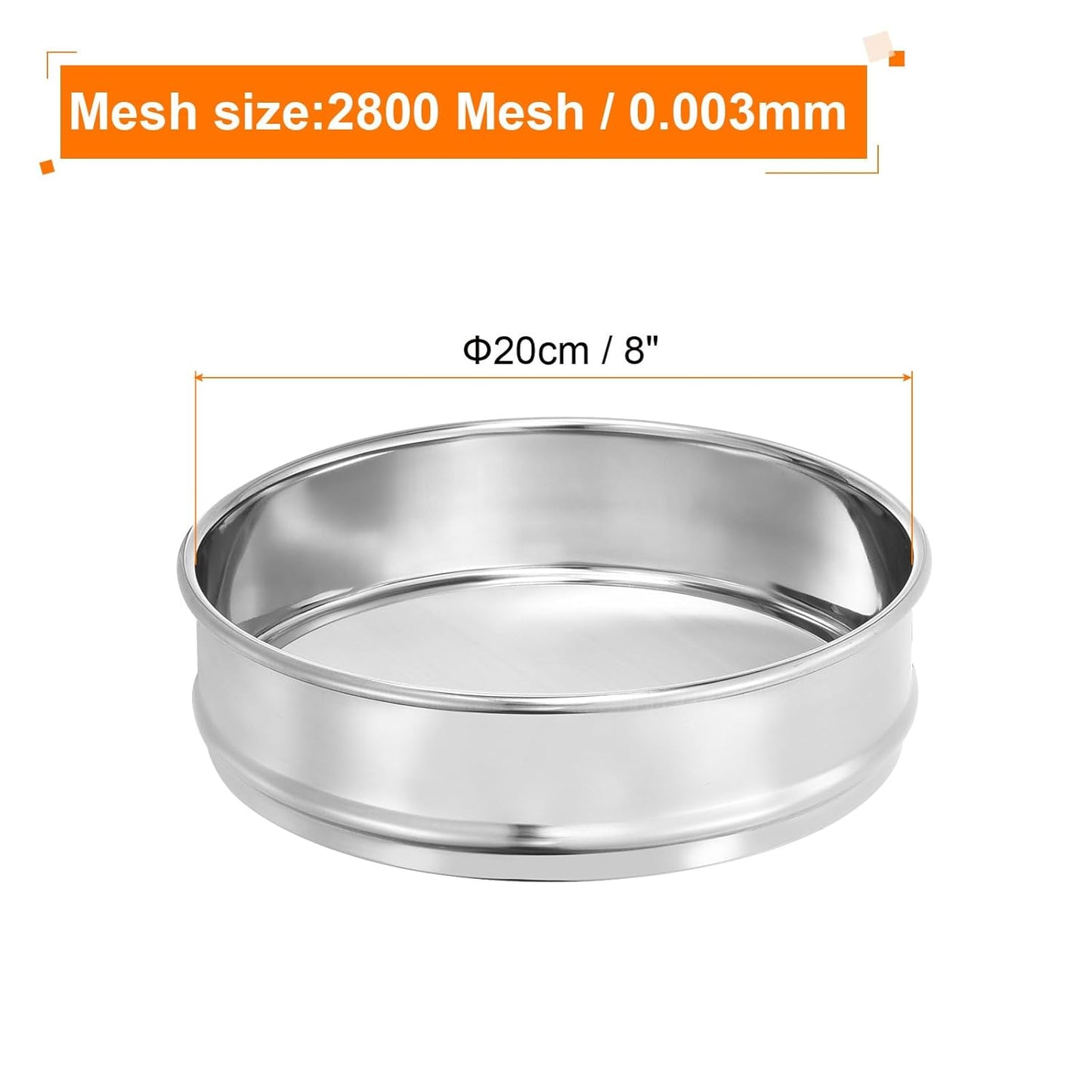 PATIKIL 10 Mesh Lab Sieve, 8" Diameter Test Sieve 304 Stainless Steel Wire Cloth (2mm) for Industrial Laboratory