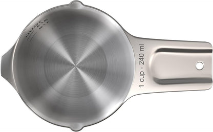 Color Up 2 Cup Measuring Cup, 480ml Stainless Steel Metal, Easy-Pour Spouts, Engraved Markings, Flat Base, Dishwasher Safe, for Dry and Liquid Ingredients