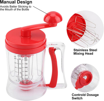 Pancake Batter Dispenser Hand Held Manual Pancake Dispenser for Batter, Cupcake Blender Machine Baking Tool for Cakes Waffles Batters