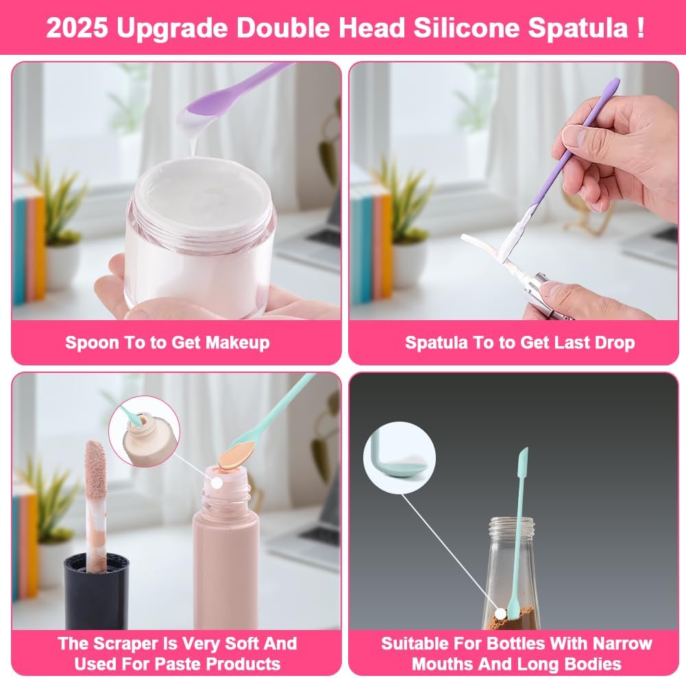 9 Pieces Mini Silicone Spatula-Makeup Spatula-Small Silicone Spatula-Thin Spatula Set for Skinny Openings-Abnaok Tiny Scraper for Jar,Kitchen Bottles,Cosmetic