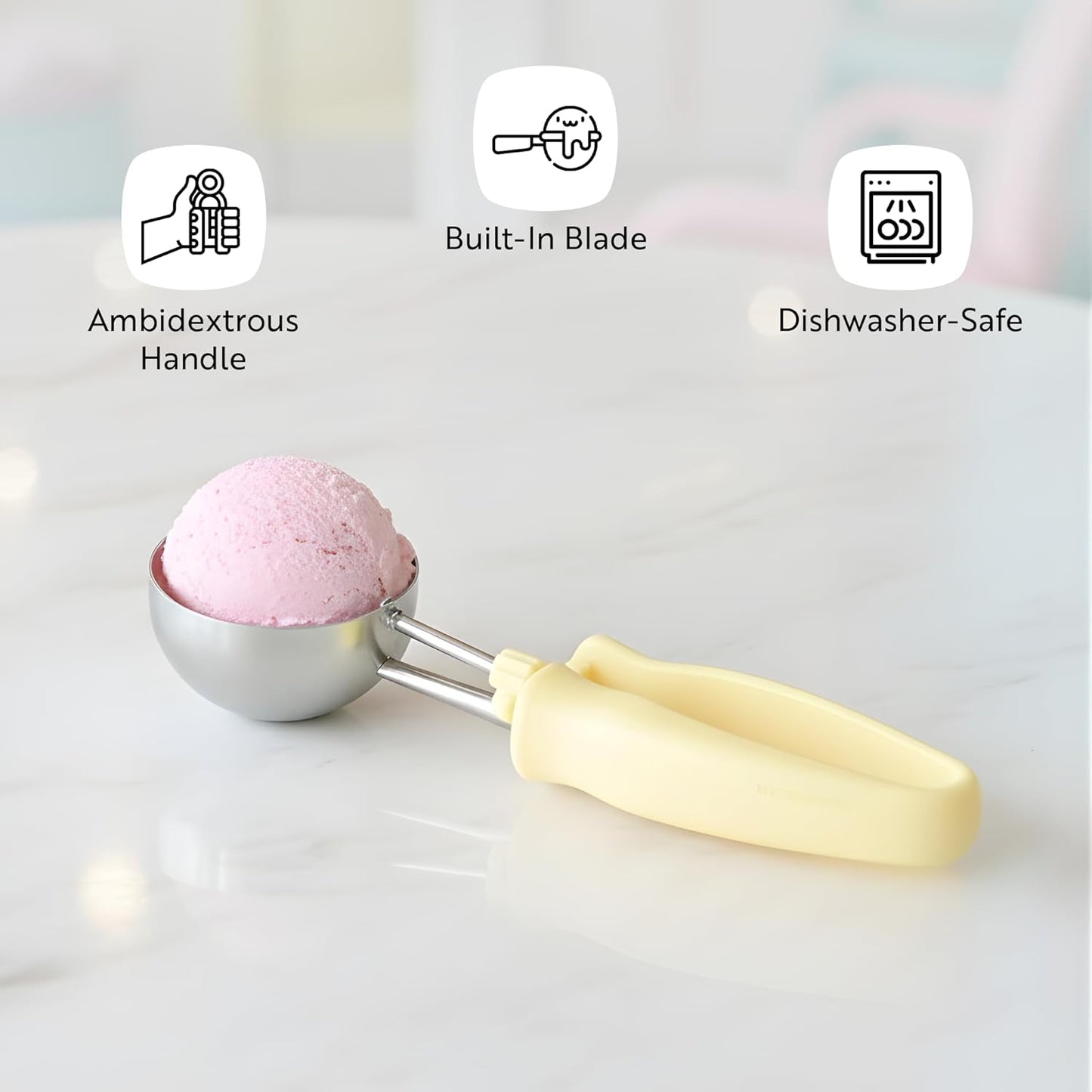 Restaurantware Ice Cream Scoop 1 Case 3.75 oz Stainless Steel Portioner Commercial Kitchen Tool Comfortable Grip Dishwasher-Safe Ambidextrous Handle