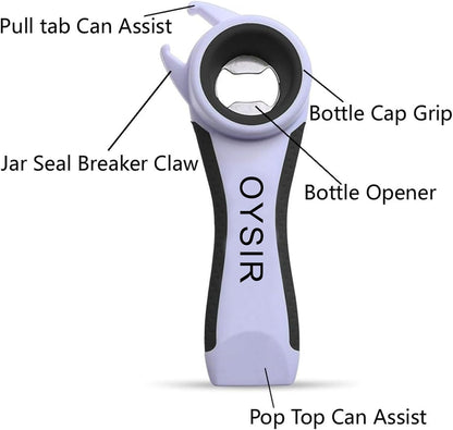 Jar Opener Multifunction Adjustable for 1-4 inches Bottle Can, Stainless Steel Lids Off Jar Opener. Fit Seniors, Arthritis, Women, Chilren, Weak Hands
