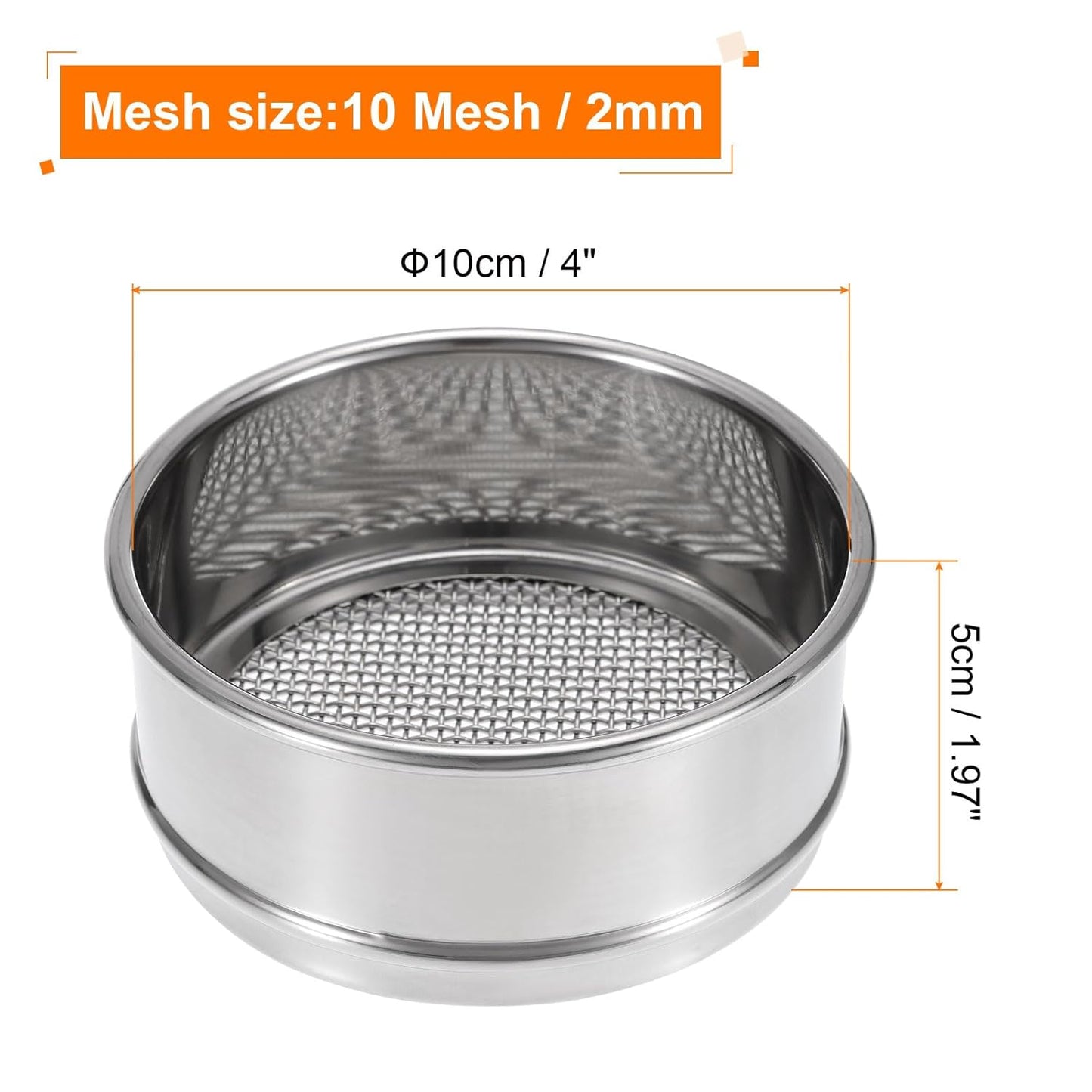 PATIKIL 150 Mesh Lab Sieve, 4" Diameter Test Sieve 304 Stainless Steel Wire Cloth (0.1mm) for Industrial Laboratory
