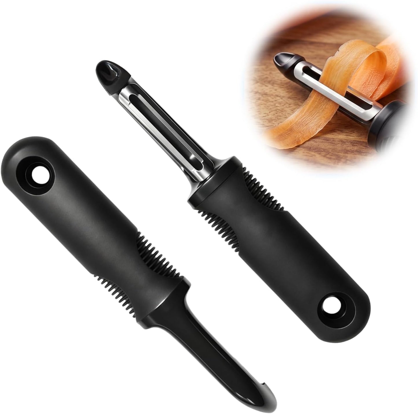 Swivel Vegetable Peeler 2 Pcs Set, Sharp Stainless Steel Potato Peelers for Kitchen, Ergonomic Non-Slip Grip Fruit Peeler for Carrot & Veggie, Built-in Blemish Remover