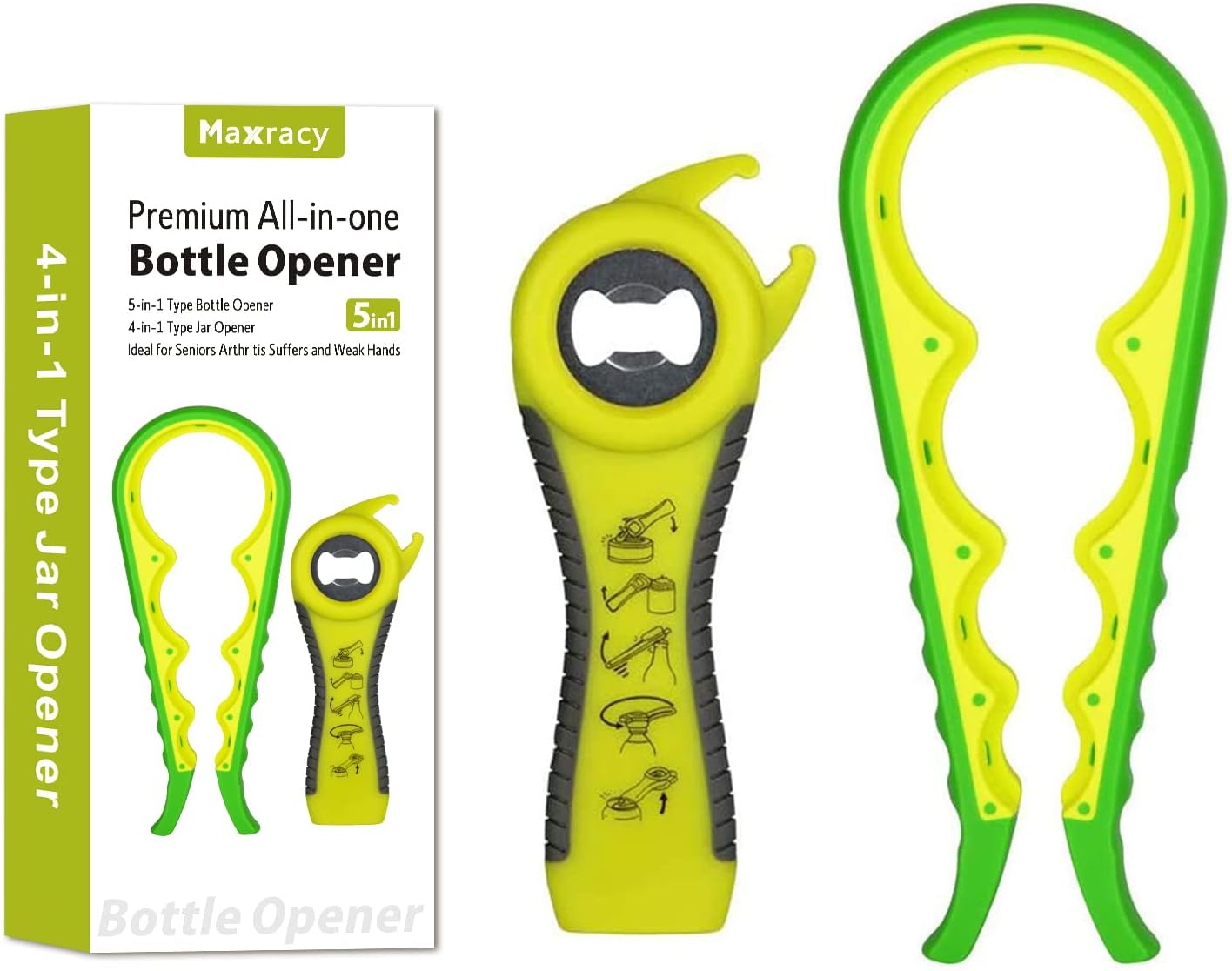 Easy-Twist Jar Opener: Maxracy Effortless Lid Opening for Weak Hands & Arthritis | Versatile Bottle Opener | Jar Openers & Bottle Openers