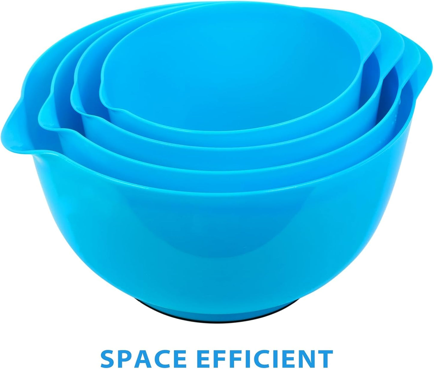 BoxedHome Green Ombre Nesting Plastic Mixing Bowl Set With Pour Spout, Microwave and Dishwasher Safe, BPA free Non-Slip Base, Set of 4 Size 1.7, 2.5, 3.5 and 4.5qt, Great for Prepping, Baking, Cooking