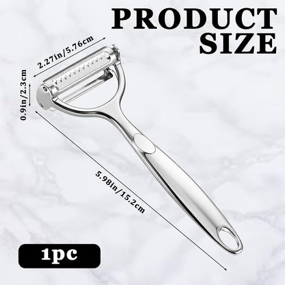 Vegetable Peeler Grater 2-in-1 Double-Sided Blade Fruit Slicer Julienne Cutter with Handle Multifunction Peeler for Kitchen Carrot Cucumber Potato Veggie Cooking Tools, Zinc Alloy