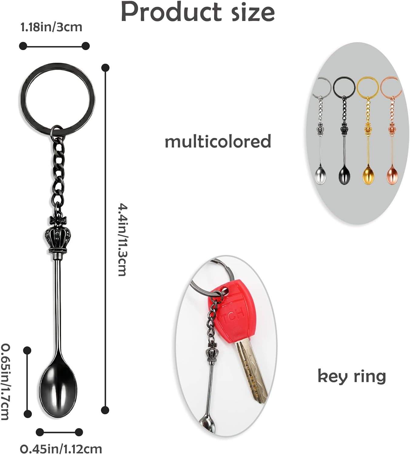 6 Pack Mini Spoons Set, Metal Tiny Spoons, Small Measuring Tools Spoon, Little Measuring Spoon for Powder Salt Spice Jewelry Key Chain Gift, With Key Rings(Multi Color)