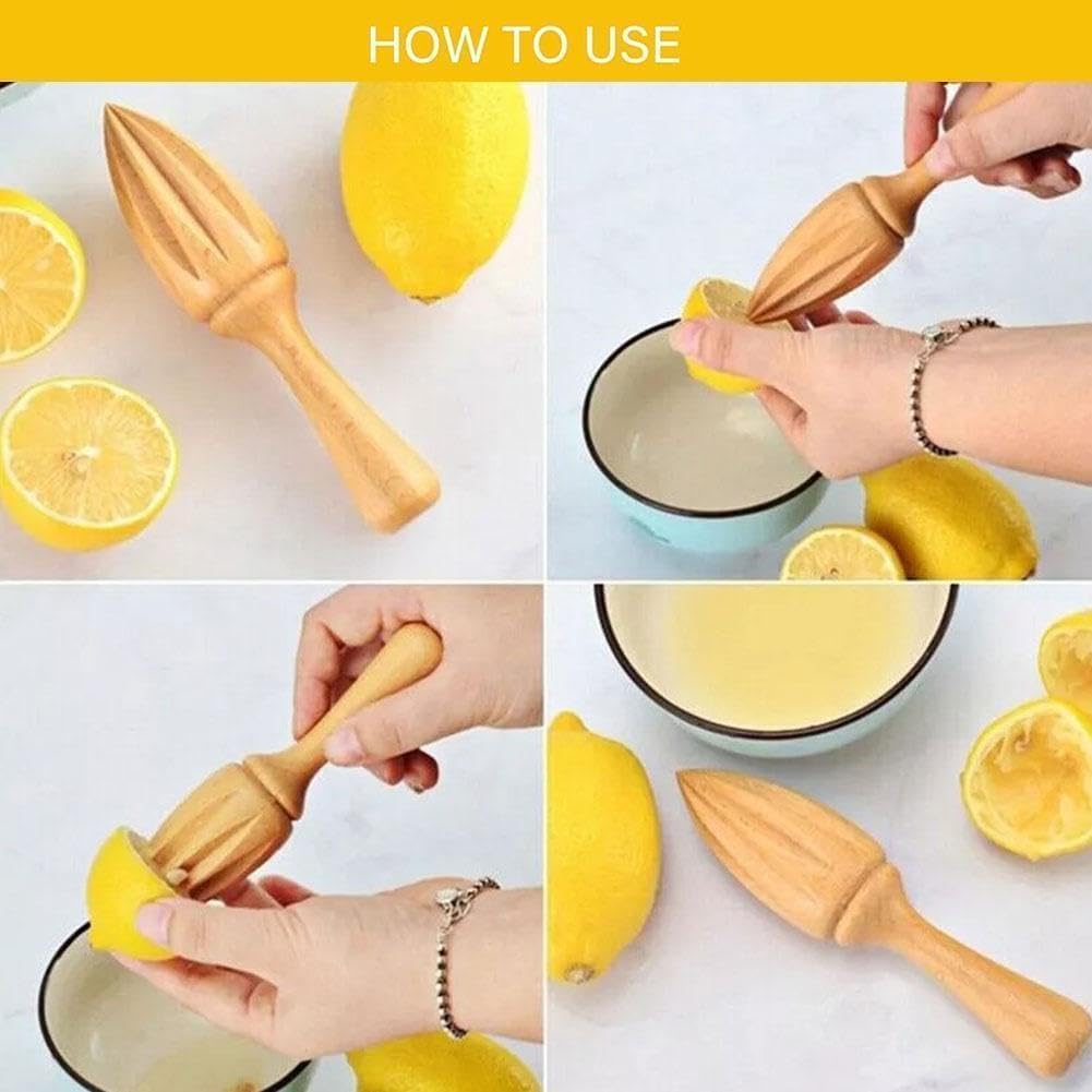 Wooden Citrus Juicer - Manual Handheld Lemon Orange Reamer with Ergonomic Grip, Durable Fruit Squeezer Tool for Home/Bar/Cafe Use, Portable Kitchen Accessories for Juicing Limes and Citrus Fruits