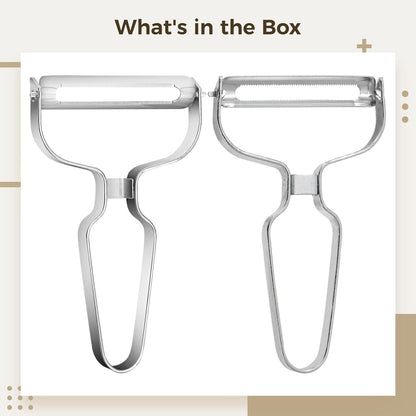 Generic 2-Piece Stainless Steel Julienne Peeler Set, Y-Shaped Design, Dual Blades, Non-Slip Handle, Easy to Store