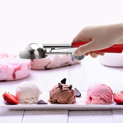 QUAL COOK Heavy Duty Stainless Steel Ice Cream Scoop 4 oz, Cookie Scoop with Trigger, Baking Scoop for Bakeries,Restaurants & Dessert Shops, #8, Grey