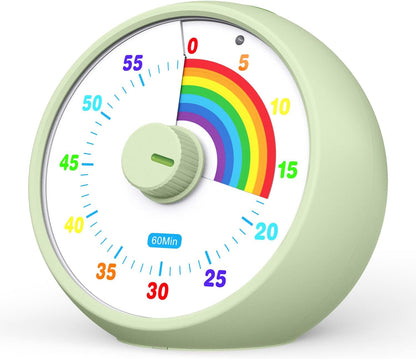 Visual Timer for Kids, 60-Minute Countdown for Classroom Office Kitchen, Desk Timer Kids Time Management Tools with Silent Operation, Pomodoro Timer Rainbow Pattern Purple