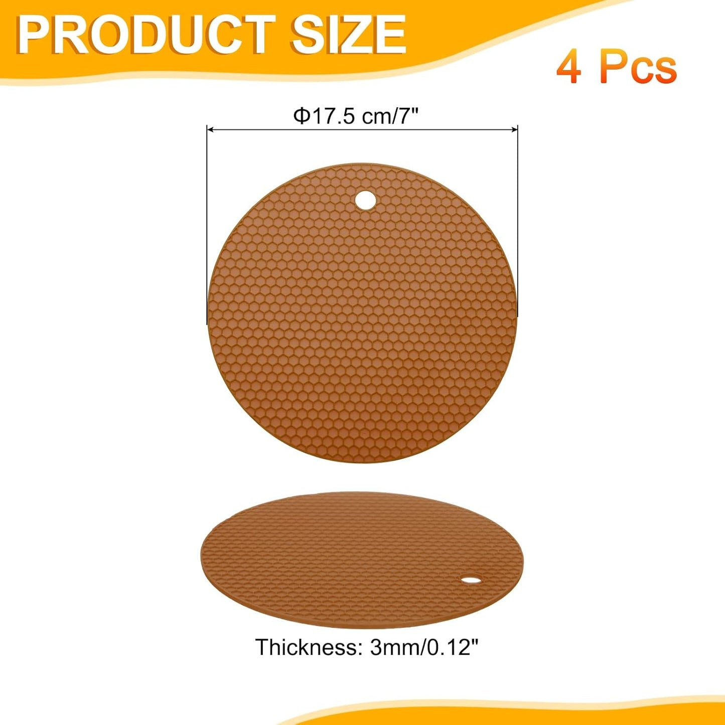 uxcell 4pcs Silicone Jar Opener Pads, 17.5cm/7" Texture Can Opener Multipurpose Round Bottle Lid Opener Non-Slip Coasters for Weak Hands Seniors Children, Black