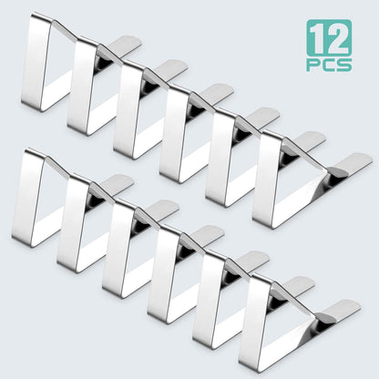 Ponure 12 Pack Tablecloth Clips - Heavy Duty Picnic Table Clips, Stainless Steel Table Cloth Cover Clamps, Table Cloth Holders Ideal for Restaurant Picnics Marquees Weddings Graduation Party