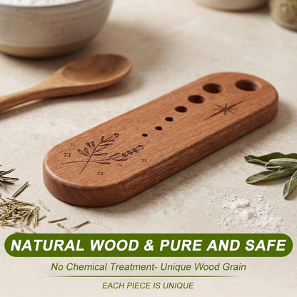 2Pcs Wooden Vegetable Leaf Separator, 7-Hole Stainless Steel Herb Peeler for Quick Leaf Stripping, Rosemary Stripper for the Kitchen Suitable for Home Use & Chefs