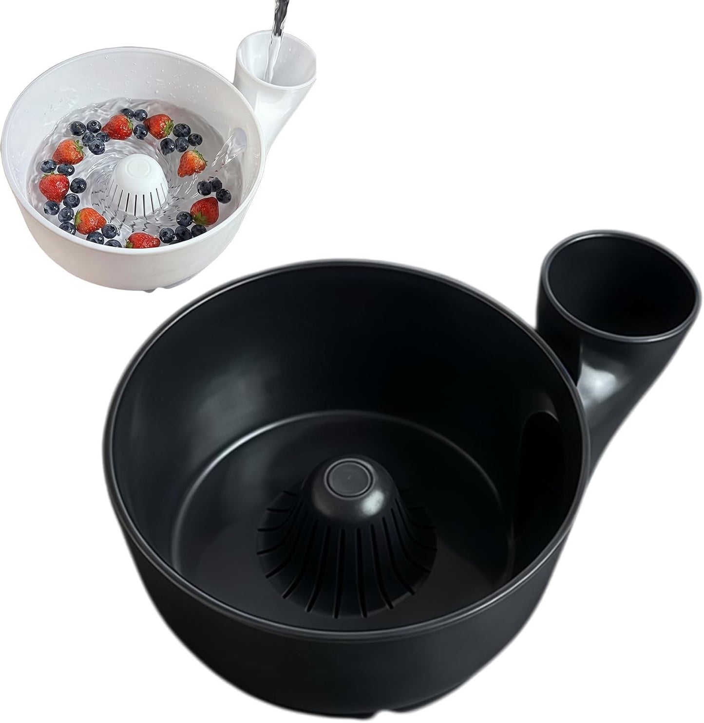 Fruit and Vegetable Washing Bowl, Multifunctional Plastic Colander with Handle, Kitchen Strainer Basket for Berries, Salad, Rinse, Drain, 10 Colors (white, S)