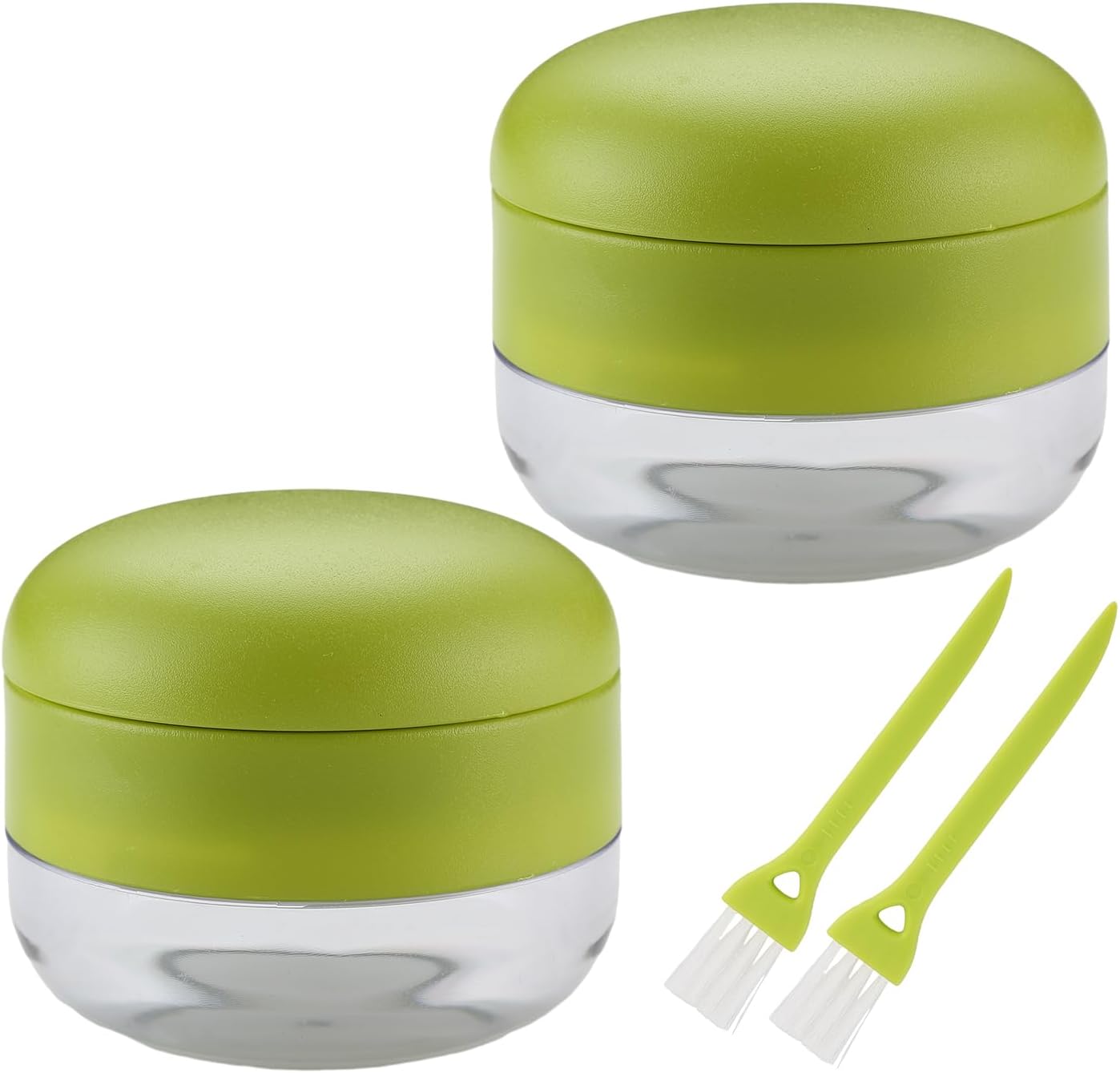 2PCS Garlic Presses, Garlic Chopper, Stainless Steel Blades Cutter, Crusher, Mincer, and Storage Container - Includes 2PCS mini Brushes - Suitable for both Home and Camping – (Green)