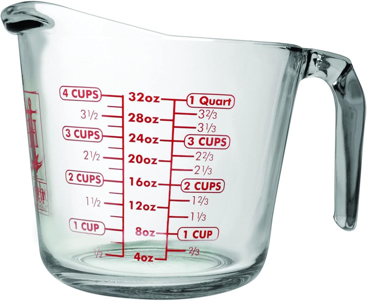 Anchor Hocking Glass Measuring Cup, 32 Oz (1 Liter) (Pack of 2)