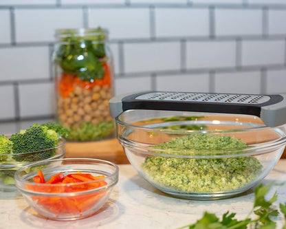 Microplane Mixing Bowl Grater - Extra Coarse Grater for Cauliflower Rice - Purist Blue