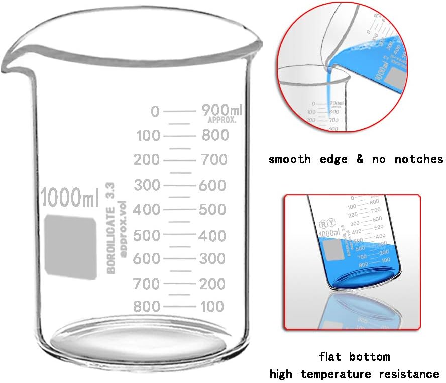 Graduated Glass Measuring Low Form Beaker Set (50ml+100ml+250ml)