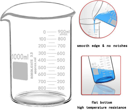 Graduated Glass Measuring Low Form Beaker Set (50ml+100ml+250ml)