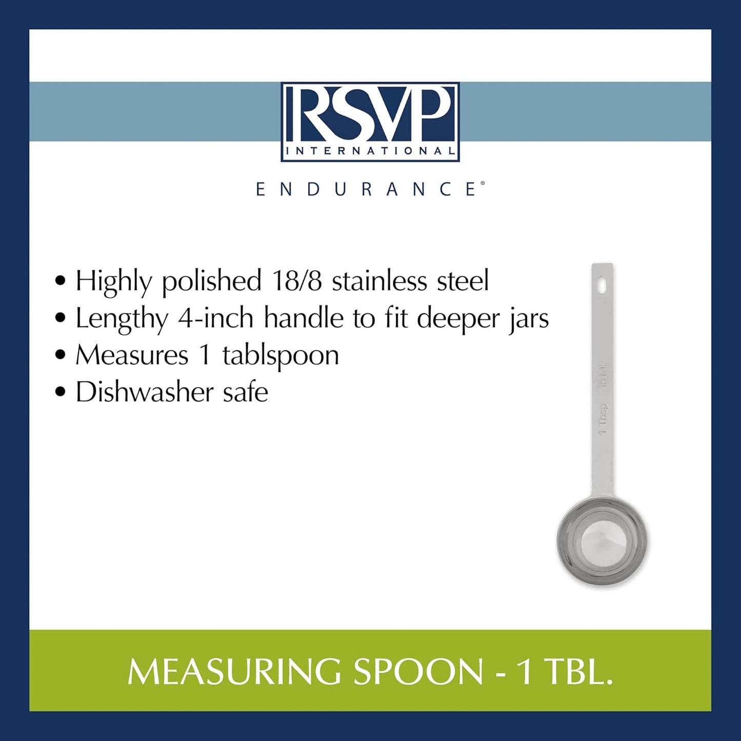 RSVP International Endurance Kitchen Collection Open Stock Measuring Spoon, Stainless Steel, Dishwasher Safe, 0.5-Teaspoon