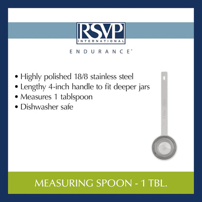 RSVP International Endurance Kitchen Collection Open Stock Measuring Spoon, Stainless Steel, Dishwasher Safe, 0.5-Teaspoon