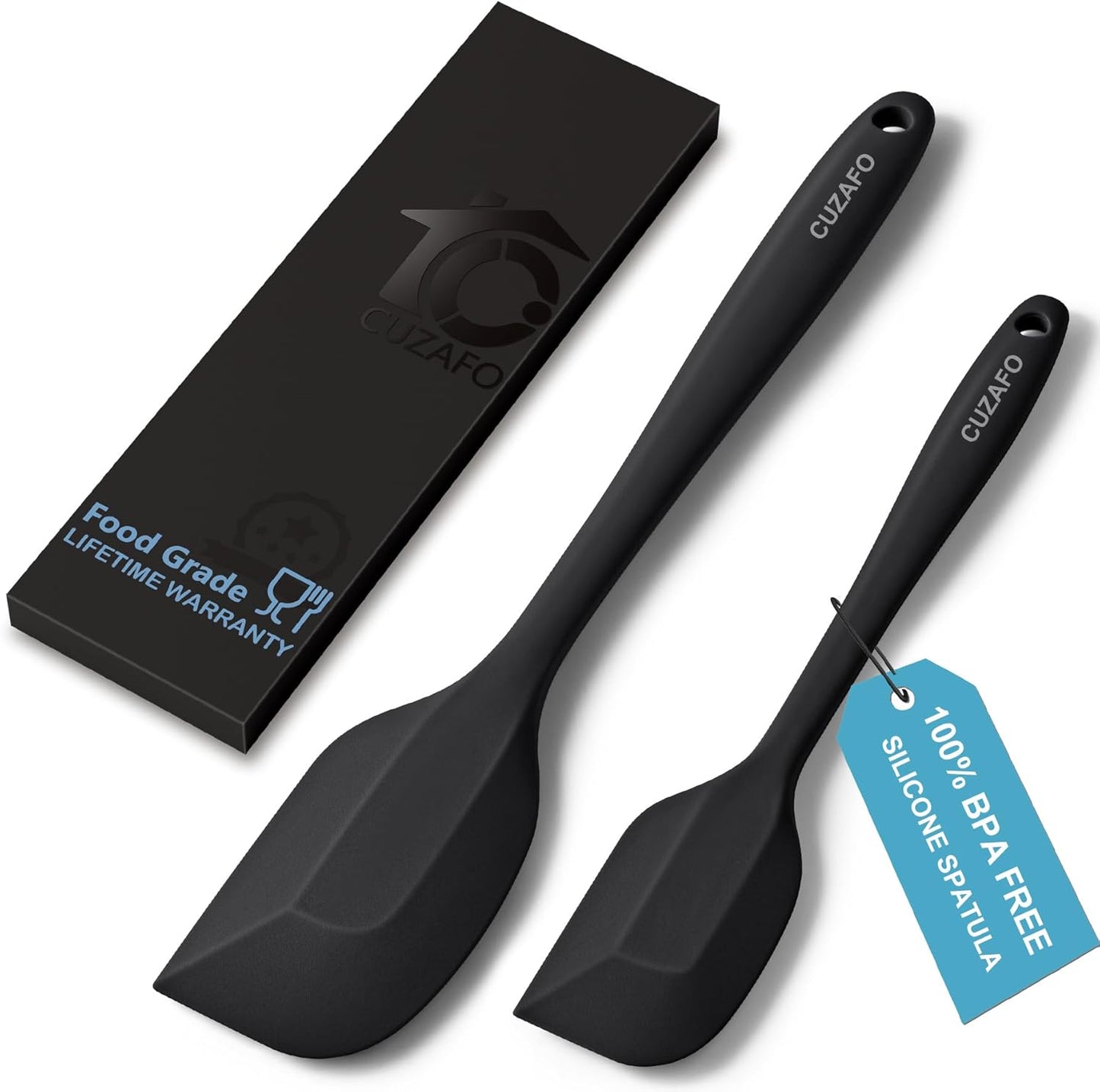 BPA Free Heat Resistant 600℉ Silicone Spatula, Turner Mixing Spatulas set Dishwasher Safe for Nonstick Cookware, Classic Blue