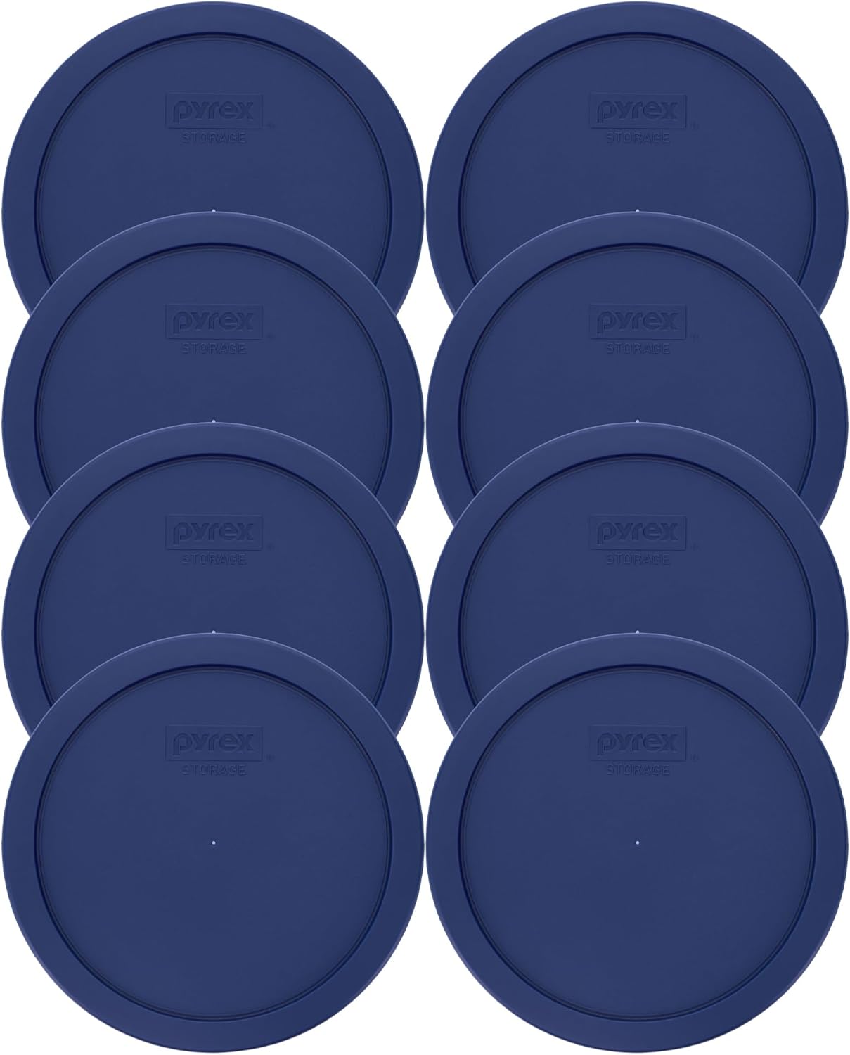 Pyrex 7402-PC Blue Food Storage Replacement Lid (This Lid Fits the Pyrex 7402 6-Cup SCULPTED MIXING BOWL and 7203 7-Cup Glass Bowl) (8-Pack) - Made in USA