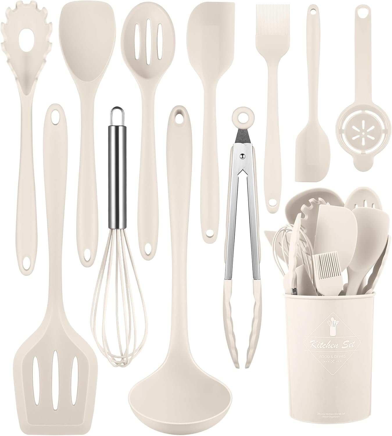 Kitchen Utensils Set-12 Pieces Silicone Cooking Utensils Set (Dishwasher Safe) 392°F Heat Resistant Spatula Set,Kitchen Utensil Set for Nonstick Cookware,Best Kitchen Tools with Holder