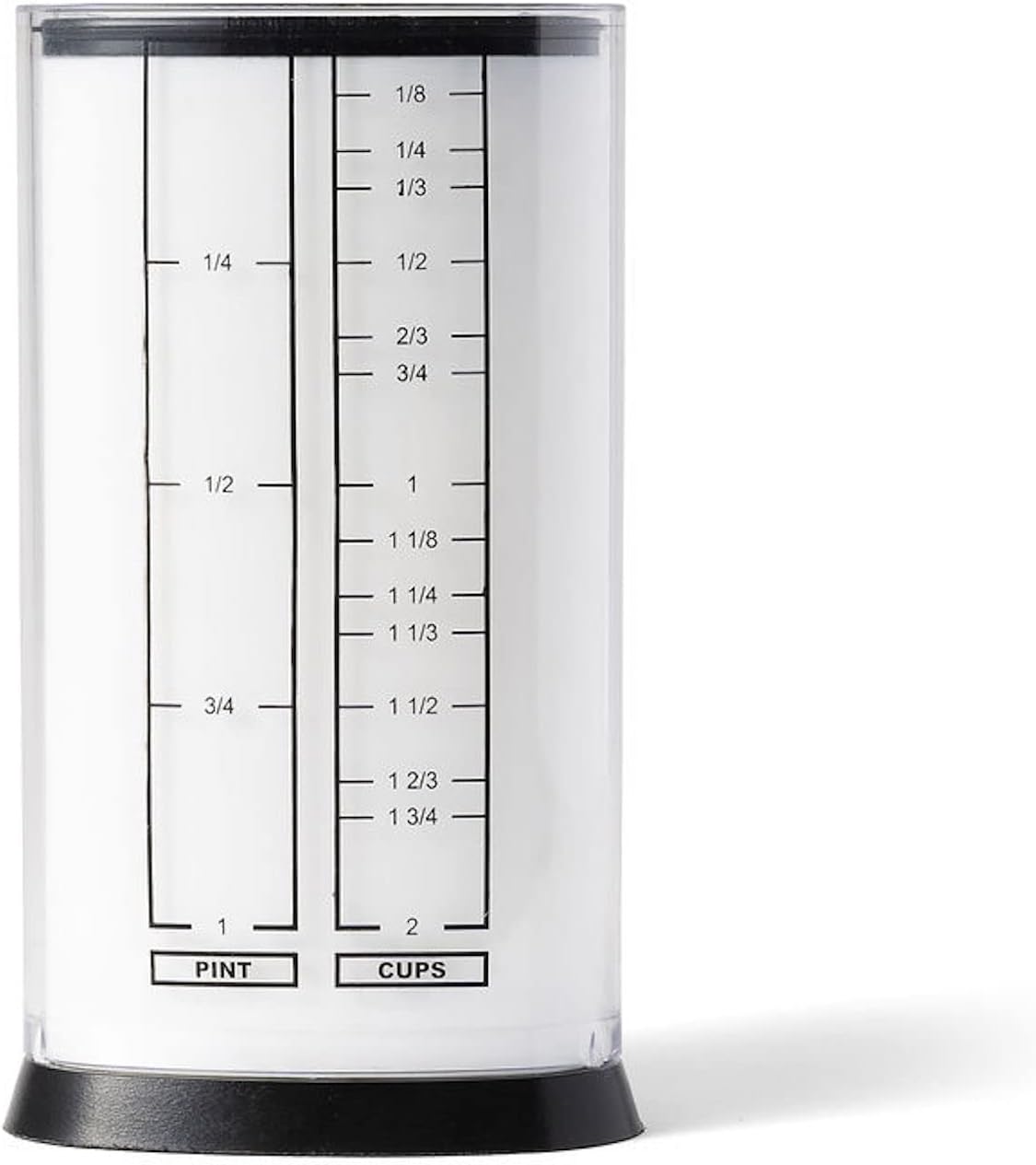 KitchenArt 2 Cup Tri Adjust A-Cup, Easy Pour Measuring Cup, 3.25x3.25x6", Black/White