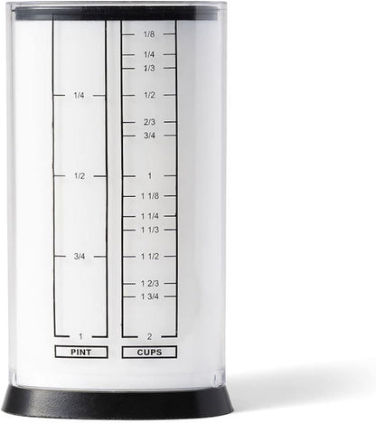 KitchenArt 2 Cup Tri Adjust A-Cup, Easy Pour Measuring Cup, 3.25x3.25x6", Black/White