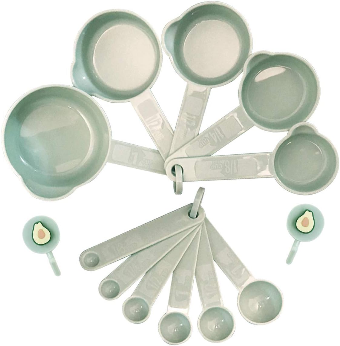 Measuring Cups and Measuring Spoons Set of 11 Pieces, Plastic, Nordic Color, Pink, Included 2 Pieces Kitchen Tool Hook Up